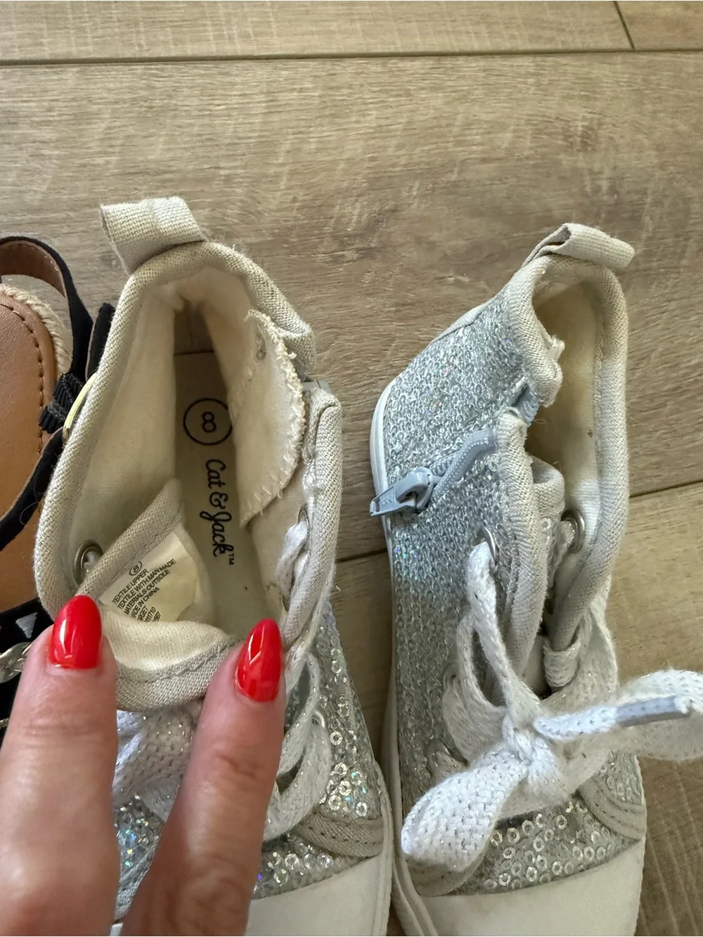 Gymboree Black Tassel Sandals and cat and jack sequin sneakers
